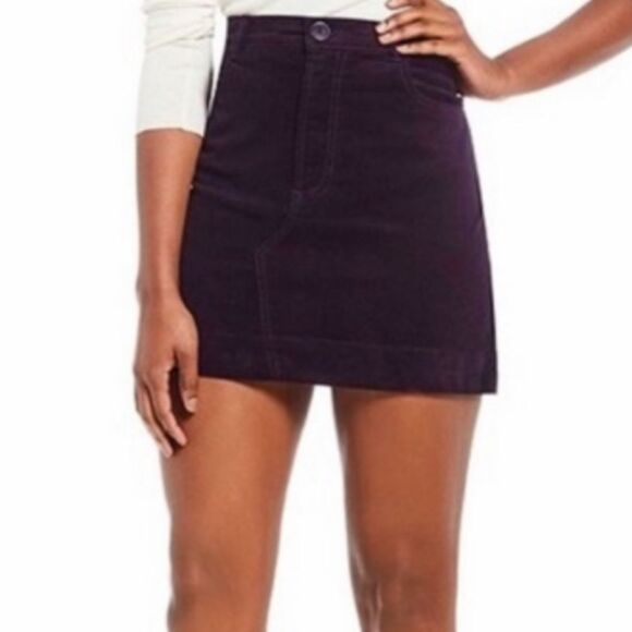 Chelsea & Violet Stretch Corduroy Eggplant Aurora Borealis Mini Skirt Medium - Picture 1 of 6